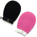 Skincare Premium Exfoliating Mitt – Vegan Viscose exfoliating Kessa Glove for Self-Tan Removal, Keratosis Pilaris & Smooth, Radiant Skin (Black & Pink, 2 Mitts)