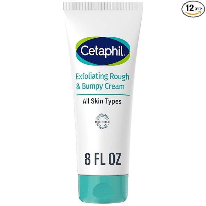 Cetaphil Exfoliating Rough & Bumpy Cream, Lightweight Cream for All Skin Types, 8 oz Tube, 20% Urea, Gently Exfoliates, Refines Skin Texture, Dermatologist Recommended Brand (Pack of 12)