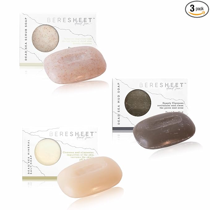 Mineral Salt Soap Bar Tri-Set – Natural Exfoliating & Hydrating Cleanser for Face & Body – Enriched with Magnesium, Potassium & Calcium – Gentle Daily Skincare (3 × 90g)