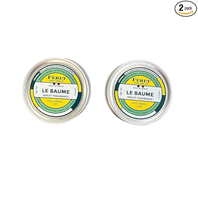 Feret Parfumeur Le Baume Multi-Purpose Balm – Violette – Natural Lip Balm with Shea Butter & Honey – Hydrating Moisturizer for Dry Skin, Lips & Cuticles – Made in France – Pack 2-15ml/0.52 Ounce