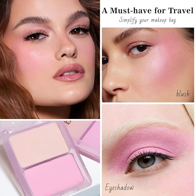 CAKAILA 2 Colors Light Nude Beige Pink Eye Shadow Powder Palette Makeup for Women,Neutral Matte Naked Eyeshadow Palette for Old Women Long Lasting Naturing-Looking,Vegan