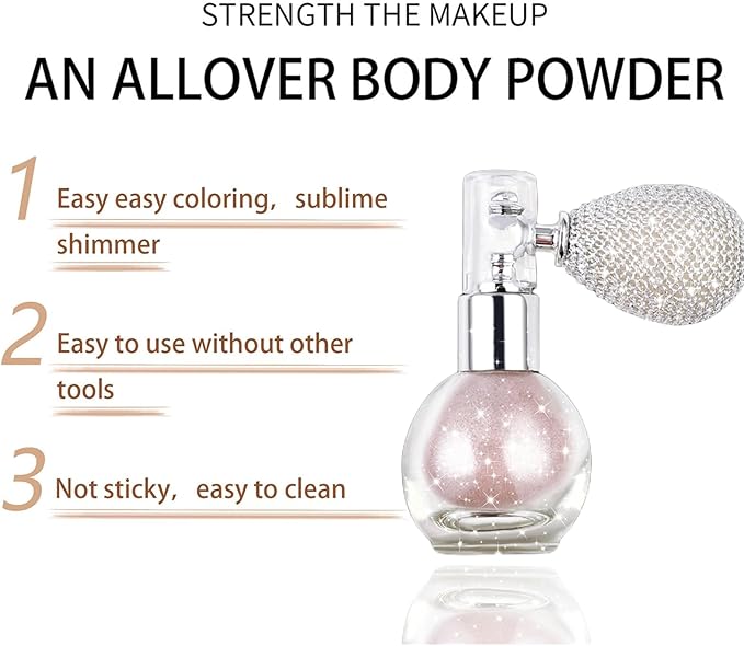 Pearl White Highlighter Spray for Face and Body, Long Lasting Sparkle Glitter Powder with High Gloss Shimmer Makeup for Women, Festival Party Rave Wedding Stage and Halloween Christmas Crafts