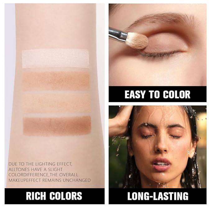 Nude Brown Matte Eyeshadow Quad Palette for Mature Skin, Mini High-Pigment Smoky Eye Makeup for Older Women, Waterproof Smudge-Proof, Vegan & Cruelty-Free