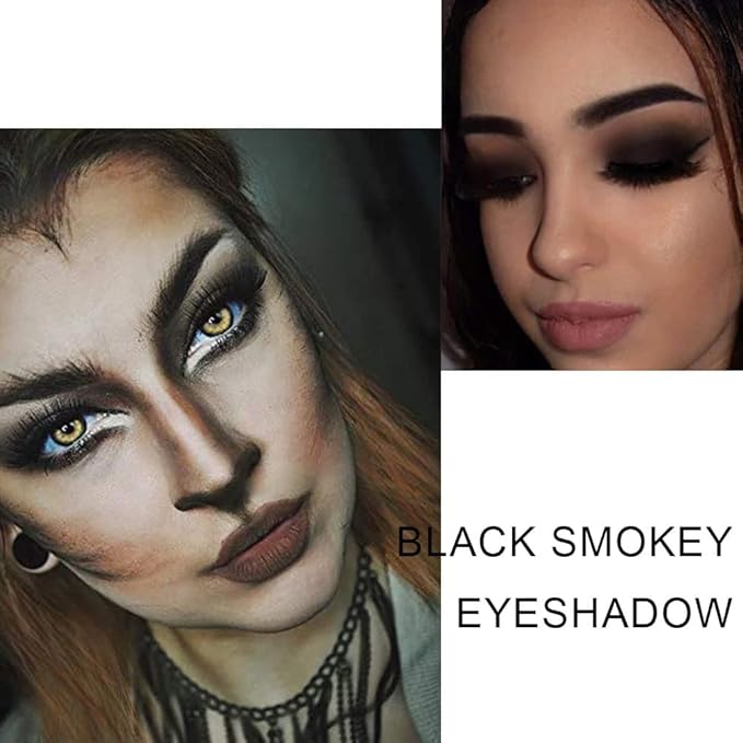 AMY'S DIARY Black Smokey Silver Glitter Shimmer Eye Eyeshadow Makeup Palette,9 Colors Cool Toned Matte Glitter Make Up Black Radiance Eyeshadow Palette Sombras De Ojos Profesional(A)
