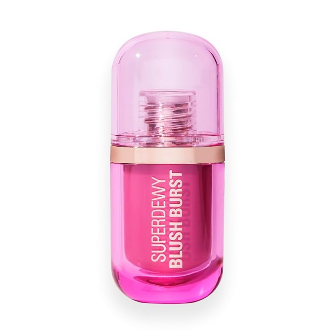 Revolution, Superdewy Liquid Blush Burst, Buildable Color for Cheek, Serum Formula with Peptides & Hyaluronic Acid, Vegan & Cruelty-Free, Bubblegum Burst Pink, 0.14 oz