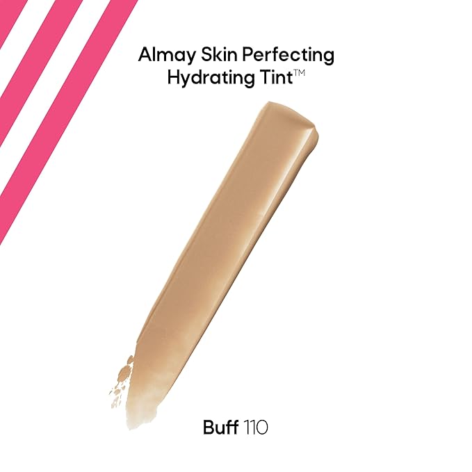 Almay Hydrating Liquid Foundation Tint, Lightweight with Light Coverage, Naturally Dewy Finish, Hypoallergenic, Dermatologist TestedFragrance Free, 110 Buff, 0.94 fl oz. (Pack of 2)
