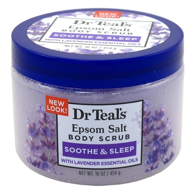 Dr Teals Body Scrub Exfoliate And Renew with Lavender 16 Ounce Jar (Pack of 2)