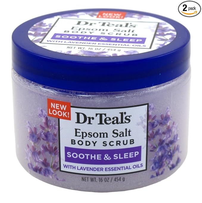 Dr Teals Body Scrub Exfoliate And Renew with Lavender 16 Ounce Jar (Pack of 2)