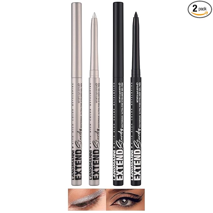 LANGMANNI 2Pcs Metal Colorful Eyeliner Pencil Set - Matte & Shimmer Eye Makeup,Smooth Use Long-Lasting & Waterproof Eyeliner Set(#02+11)