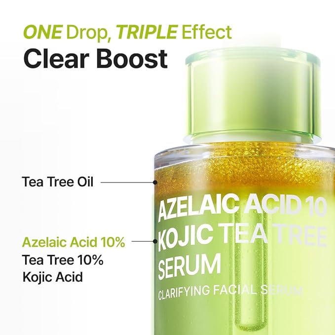PURITO Azelaic Acid 10% + Kojic Acid + Tea Tree Facial Serum | for Blemish-Prone, Oily & Sensitive Skin | Redness Soothing | Korean Skincare, 30mL 1.01 fl.oz