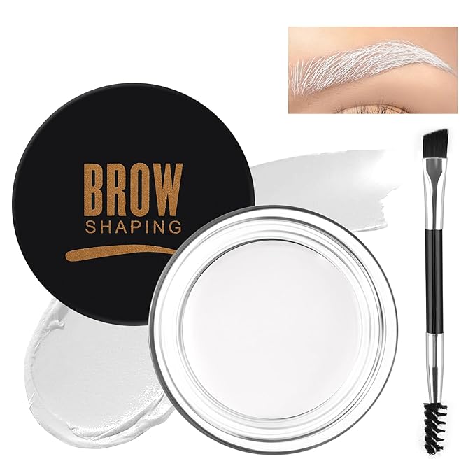 Eyebrow Pomade Kit with Dual-Ended Brush, Long-Lasting Waterproof Brow Pomade, High Pigment & Smudge-Proof Formula, Easy to Blend for Natural Defined Brows – Ideal for Women & Beginners #06 White