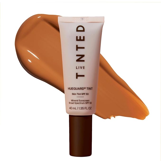 Live Tinted Hueguard Tinted Sunscreen SPF 50 - Mineral Sunscreen for Face, Skin Tint with Buildable Coverage, Dewy Glow Finish, Hydrating, Vegan, Fragrance-Free, Water & Sweat Resistant, Shade 05