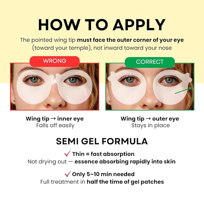 360° Vitamin C Eye Masks – Korean Under Eye Patches for Puffy Eyes & Dark Circles, Lifting Eye Tone Up with Niacinamide & Bakuchiol, Hydrating and Soothing 50 Masks
