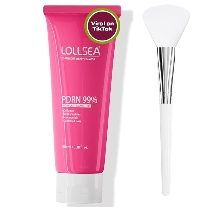 PDRN Collagen Wrapping Mask, Overnight Peel Off Face Mask, Salmon DNA, Niacinamide, Peptides, Centella for Skin Firming, Tone Evening & Dark Spot, Repairing, Soothing, 100ml/3.38 fl.oz.