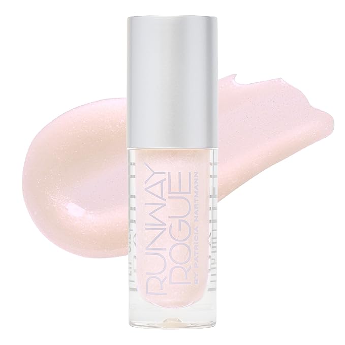 Runway Rogue Loaded Lip Oil, Hydrating and Plumping Lip Shimmer Oil with Tri-Peptide Formula, Opalescent Frost Shimmer, ‘Angel Lights’