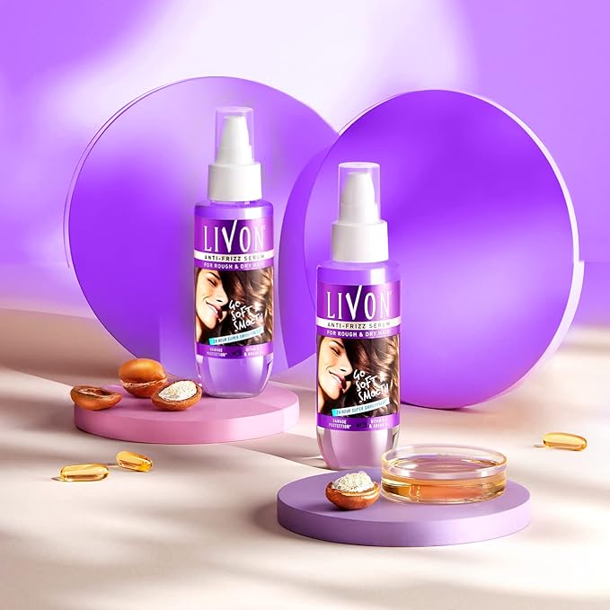 Livon Anti Frizz Serum with Vitamin E & Argan Oil| For Women & Men|For Dry & Rough Hair| 24 hour Frizz Free Smoothness | 3.3 Fl.oz.