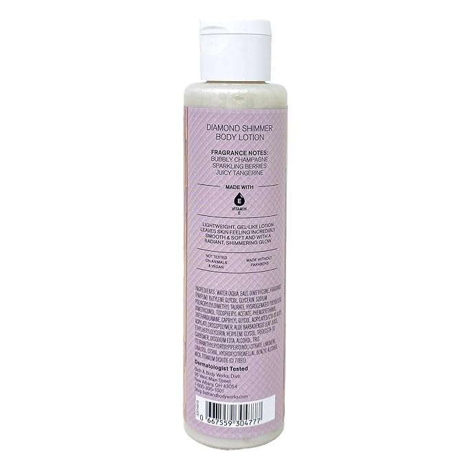 Bath & Body Works Champagne Toast 3 Pack Diamond Shimmer Body Lotion Bundle with a Himalayan Salts Springs Sample Soap