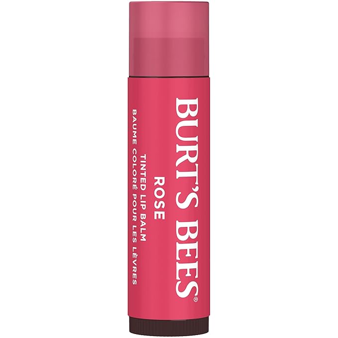 Burt's Bees Lip Tint Balm, Mothers Day Gifts with Long Lasting 2 in 1 Duo Tinted Balm Formula, Color Infused with Deeply Hydrating Shea Butter for a Natural Buildable Finish, Petal Rose (2-Pack)