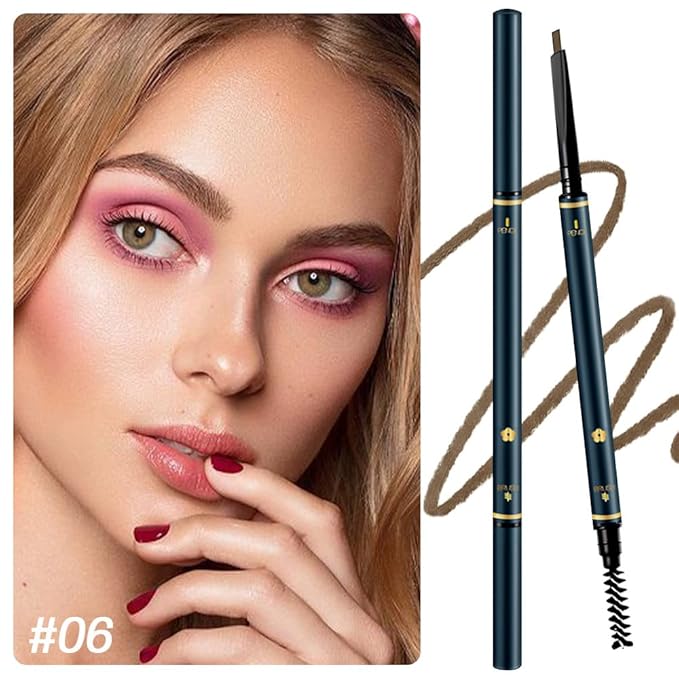 FeiCuiYun 5 Pcs Eyebrow Pencils for Women, Waterproof Professional Makeup Micro Brow Pencil, Light Brown Brow Kit with Eyebrow Brush, Ultra-Fine Mechanical Pencil, Vegan&Cruelty-Free (C06#Dark Brown)
