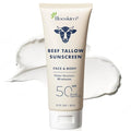 Blooskim Beef Tallow Sunscreen SPF 50: Natural Tallow & Zinc Oxide Sunblock Cream for Face & Body - Sun Protection with Non Greasy Formula for Women and Men - Water-Resistant 3 oz