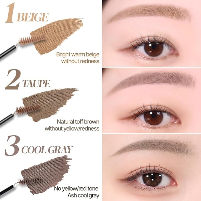 Espoir The Brow Color Fixing Cara #1 Beige 0.1 fl oz | Easy Fixing without Clumping with Skinny Brush | Long Lasting Smudgeproof Eyebrow Mascara | Soft Mood Coloring Tinted Gel | Korean Eye Makeup