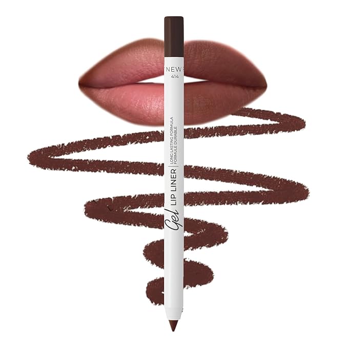 Lamel Gel Lip Liner Pencil - Intense Brown - 2-in-1 Waterproof Lip Liner - 8-Hour Wear, Creamy Texture, Sharpenable, High Pigment - Provides Smooth Finish or Full Coverage - N.414