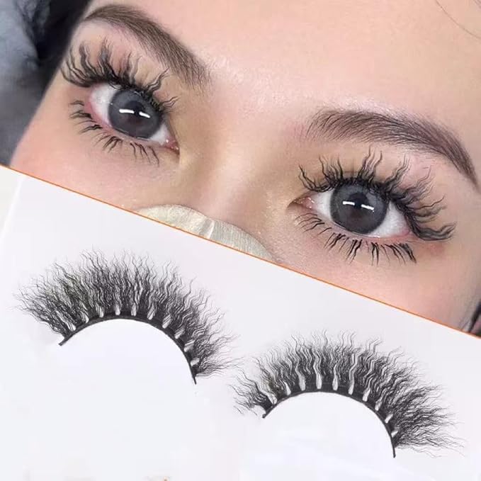 Sunniess 3D False Eyelashes,Faux Mink Eyelashes,Soft Fluffy Wispy Lashes Volume Dramatic Unique Eyelashes,Makeup False Eyelashes for Daily