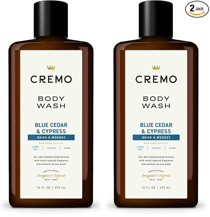 Cremo Body Wash for Men, Rich-Lathering Cypress and Cedar, 16 Fl Oz (Pack of 2)