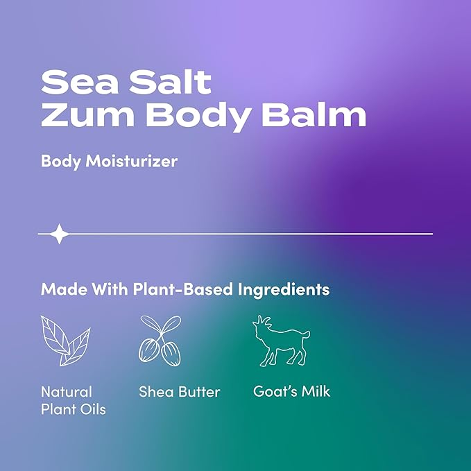 Zum Indigo Wild Body Balm - Body Moisturizer for Women & Men - Includes Goat's Milk, Shea Butter & More - Natural Skin Moisturizer - Sea Salt - 2.5 oz