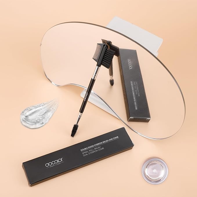 docolor 3 Head Eyebrow Eyelash Shaper Eyelash Comb Double Head Brush Makeup Grooming Tool cosmetic with 3 Different Spoolie Brushes for Separating Lashes, Grooming and Shaping Brow