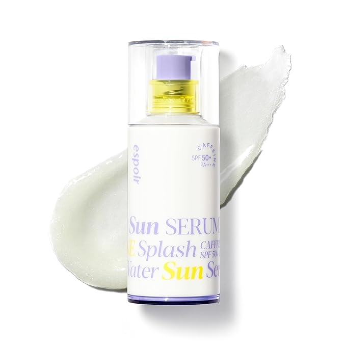 espoir Water Splash Sun Serum SPF50+ PA+++│3,000ppm Caffeine for Reducing Puffiness,Enhancing Skin Elasticity, Non-Oily Hydrating Sunscreen,Vegan,Beach & Festival Essentials, 1.69 Fl Oz.