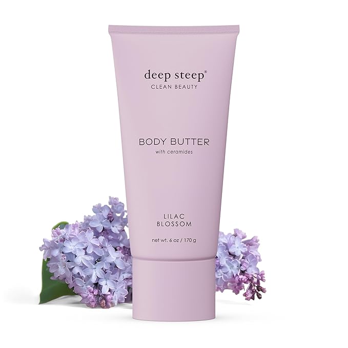 Deep Steep Body Butter, 6 oz – Rich Moisturizer with Ceramides, Coconut Oil, Argan Oil & Aloe Vera – Vegan, Clean Beauty, Smooth & Hydrated Skin (6 Ounces, Lilac Blossom)