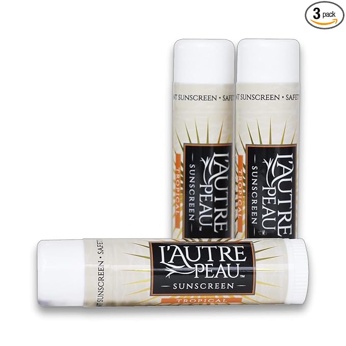 SPF 30 Sunscreen Multi-Pack by L'AUTRE PEAU | Travel Size Sunscreen for Men, Women, and Kids | Non-Greasy Water Resistant | Tropical Scent | TSA Approved | (3 Pack Suncreen Stick)