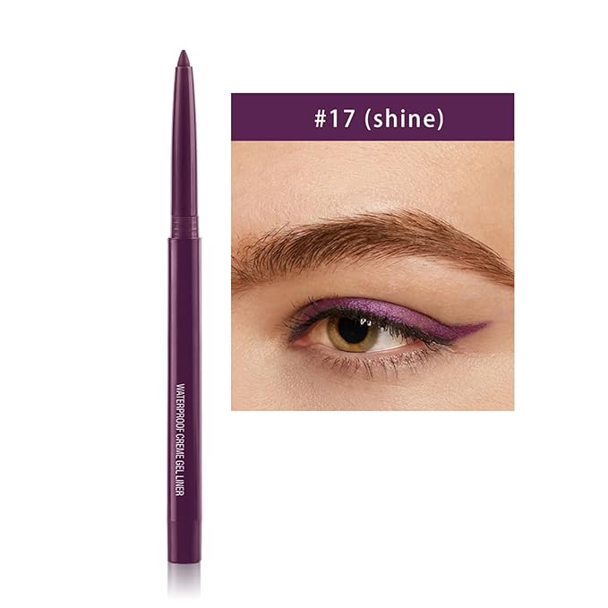 Eyeliner Pencil, Waterproof Eyeliner Long-lasting, Purple-Shine Eye Liner, High-Pigmented Colorful Liners Easy To Use Eye Liner Pen for Women