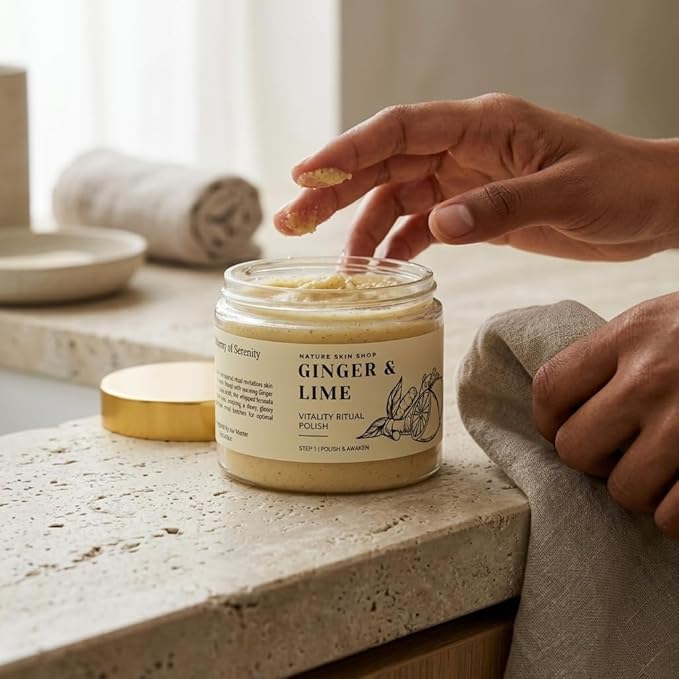 Nature Skin Shop Ginger & Lime Vitality Ritual Polish – Invigorating Whipped Exfoliating Body Scrub, 8oz