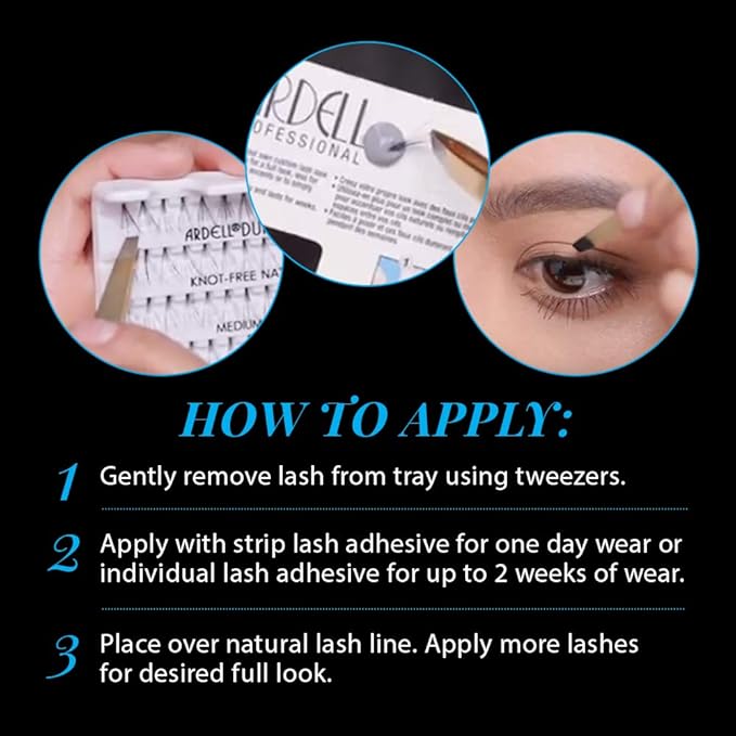 Ardell Individual False Eye Lashes - Long, Brown, Natural Look DIY Lash Clusters, Easy Application for Eyelash Extension Effect, 4-Pack