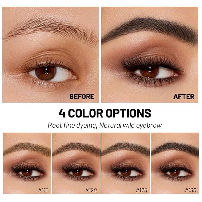 BINGBRUSH 2 Pcs Thickening Brow Mascara, Extreme Hold Tinted Eyebrow Gel, Waterproof Smudge-proof Professional Brow Color Kit, Eyebrow Makeup Set(130# Black)
