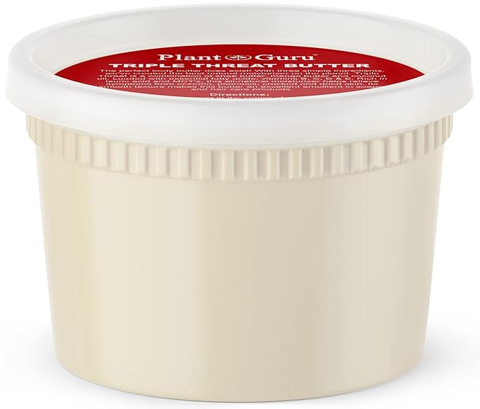 Plant Guru Triple Threat Body Butter 14 oz. - Blend of Shea, Mango & Coconut Oil - 100% Pure Natural Raw Unrefined Moisturizer For Dry Skin, Face And Hair. Great For Lip Balm and Soap Making