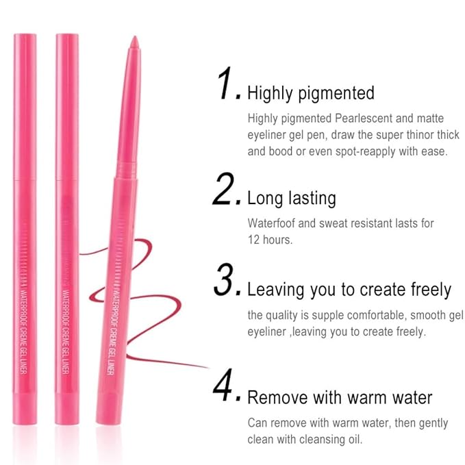 eyeliner pencil retractable eyeliner creamy pigmented smudge proof eye liner pen White