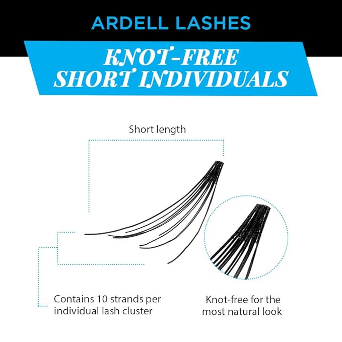 Ardell Individual False Eye Lashes - Short, Black, Natural Look DIY Lash Clusters, Easy Application for Eyelash Extension Effect, 4 Pack