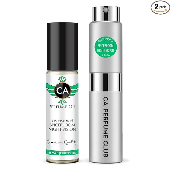 CA Perfume Duo Impression of Spicebloom Night Vision For Men Perfume Layering Set Mens Cologne Long Lasting Travel Size EDP + Body Oil Roll-On Bottle 0.27 Fl Oz+0.33 Fl Oz
