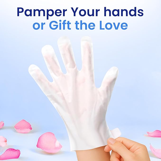 Repairing Hand Mask for Dry Cracked Hands, Hand Masks with Coconut, Shea Butter, Jojoba Oil & Vitamin E, Moisturizing Gloves, Skin Care Gifts for Women & Men, Self Care Gifts for Women (2 Pairs)