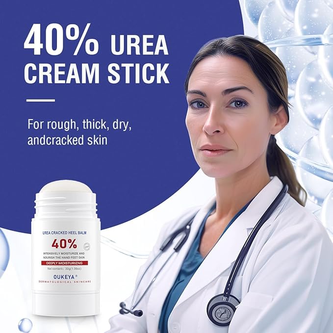 OUKEYA Urea Cream Stick 40% – for Dry, Cracked Heels & Rough Skin on Feet and Hands, 40 Percent Urea Lotion for Feet Maximum Strength,1.06 oz (2 Pack)