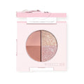 Mini Eyeshadow Palette, Matte & Shimmer Quad for Women, Travel-Friendly, Cream Stick, Smokey Nude, Glitter, Primer Powder Set (Cinnamon Lychee)