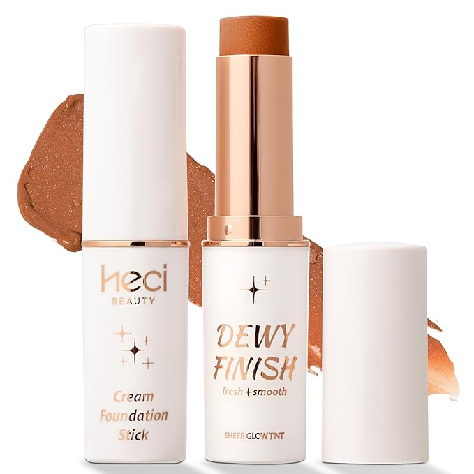 HECI BEAUTY Tinted Foundation Stick, Balm to Cream Foundation with Light to Medium Coverage, Infused with Hydrating Ingredients,Deep, 0.25 oz