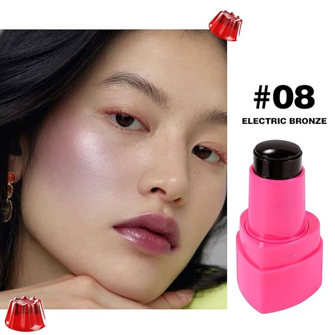 Multi-Use Cooling Water Jelly Blush, Juicy Love Blush, 3-In-1 Cheek Tint & Eyeshadow & Lip Tinted, Long-Lasting Moisture Creates A Moist Watercolor Effect-1,000+ Swipes Per Stick (#08)