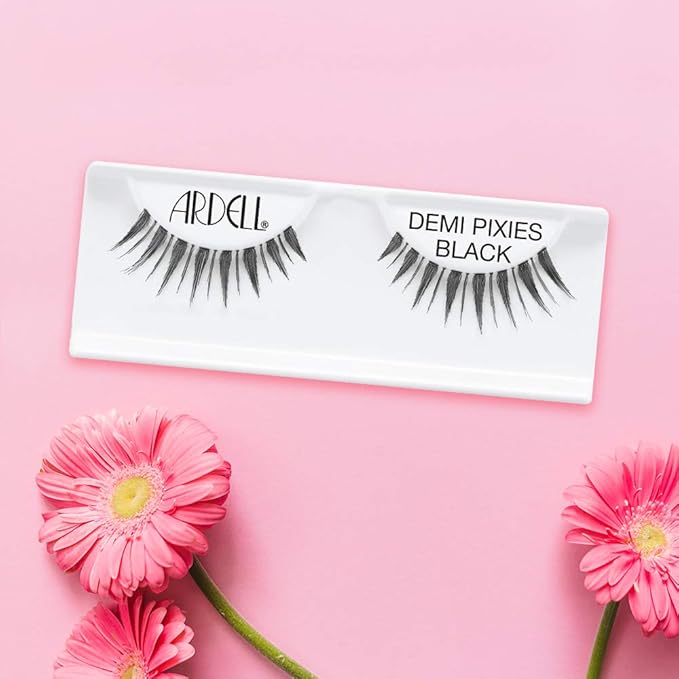 Ardell Natural Lashes Demi Pixies Black - Wispy False Eyelashes, Reusable Strip, 4 Pack