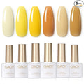 GAOY Pastel Yellow Spring Gel Nail Polish Set, 6 Colors Orange Soak Off UV Light Cure Gel Polish Kit for Salon and Nail Art DIY at Home