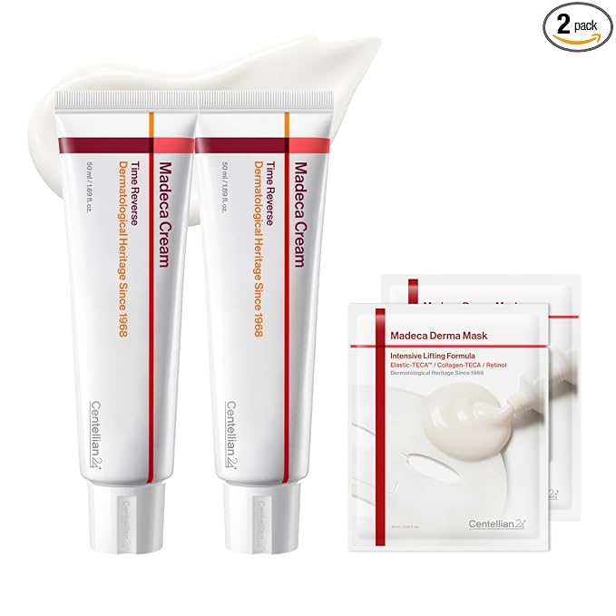 CENTELLIAN 24 Madeca Cream Time Reverse 50ml (2pcs) + Intensive Lifting Mask (2ea) Signature Edition - Cica Anti Aging for Wrinkles, Firming and Centella Asiatica for Sensitive Skin, Korean Skin Care
