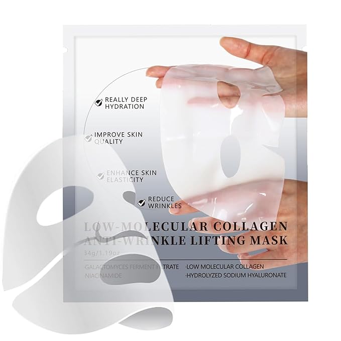 Collagen mask, Low Molecular Weight Collagen Mask, Deep Collagen Overnight Mask, Collagen Hydrogel Mask, Face Masks Skincare, Deep Collagen Anti Wrinkle Lifting Mask (6PCS)